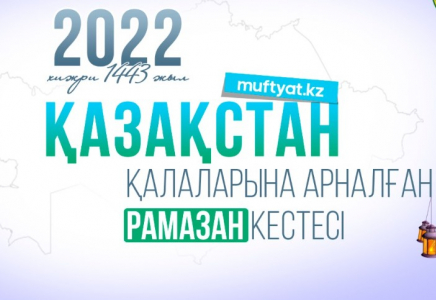 РАМАЗАН АЙЫ - 2022: ҚАЗАҚСТАННЫҢ БАРЛЫҚ ӨҢІРІ БОЙЫН ОРАЗА КЕСТЕСІ