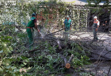 Шымкентте көпқабатты тұрғын үйлердің аулаларына тазалық жұмыстары жүргізілді