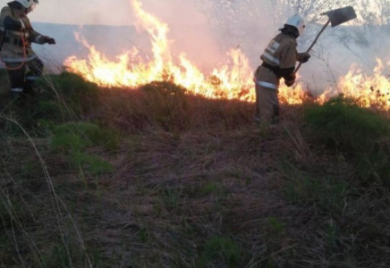 Астана әуежайы маңында құрғақ шөп өртеніп жатыр